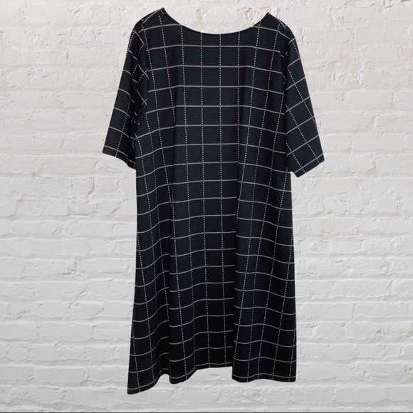Michel Studio black short sleeve windowpane check print shift dress - Picture 2 of 6